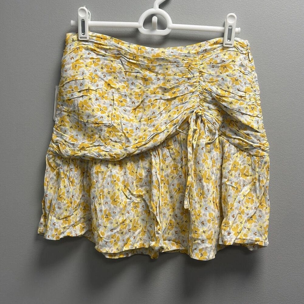 Forever 21 Yellow Floral Print Mini Skirt Small Flower Botanical Print